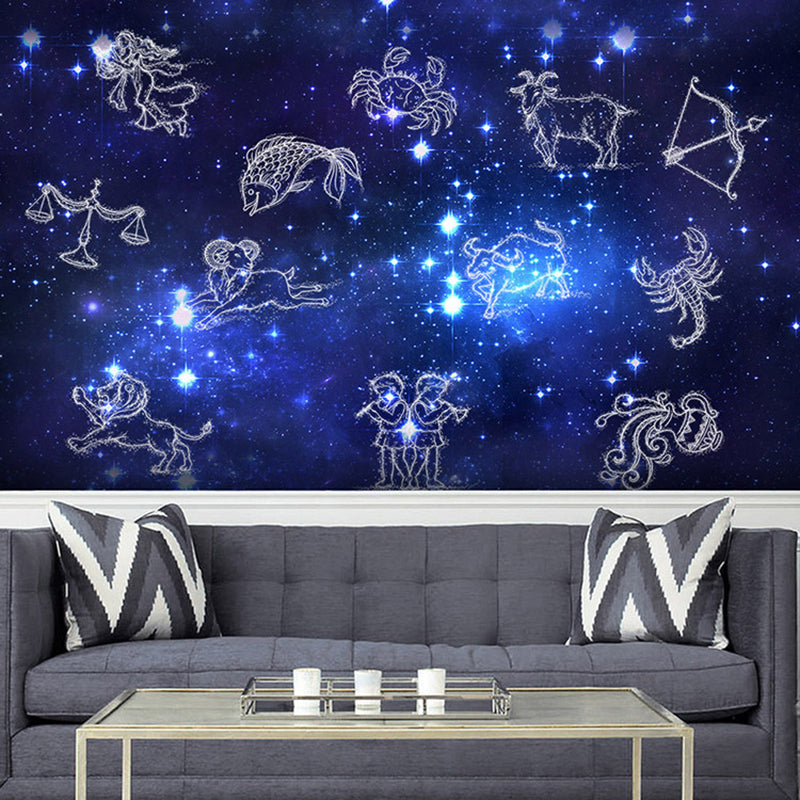 Contemporary Horoscope Wall Mural in Dark Blue for Living Room, Personalized Size Available Dark Blue Clearhalo 'Wall Decor' 'Wall Mural' 962698