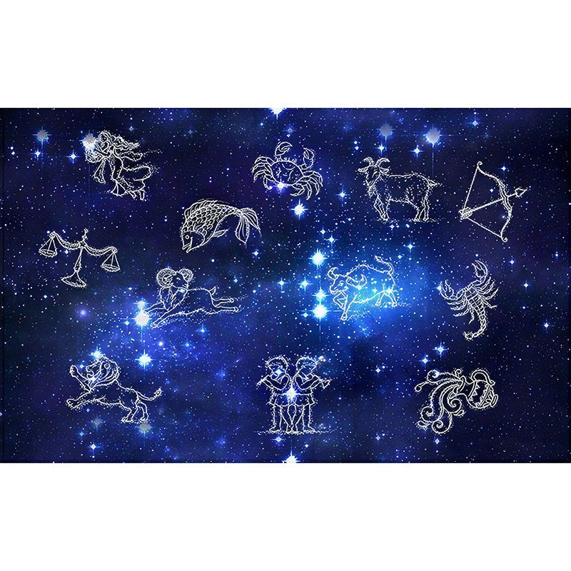 Contemporary Horoscope Wall Mural in Dark Blue for Living Room, Personalized Size Available Clearhalo 'Wall Decor' 'Wall Mural' 962701