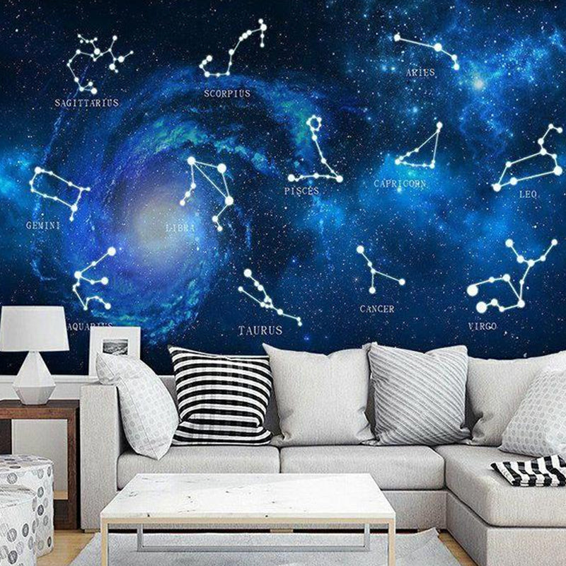 Dark Blue Galaxy Mural Wallpaper Stain-Resistant Wall Covering for Living Room and Coffee Shop Blue Clearhalo 'Wall Decor' 'Wall Mural' 962703