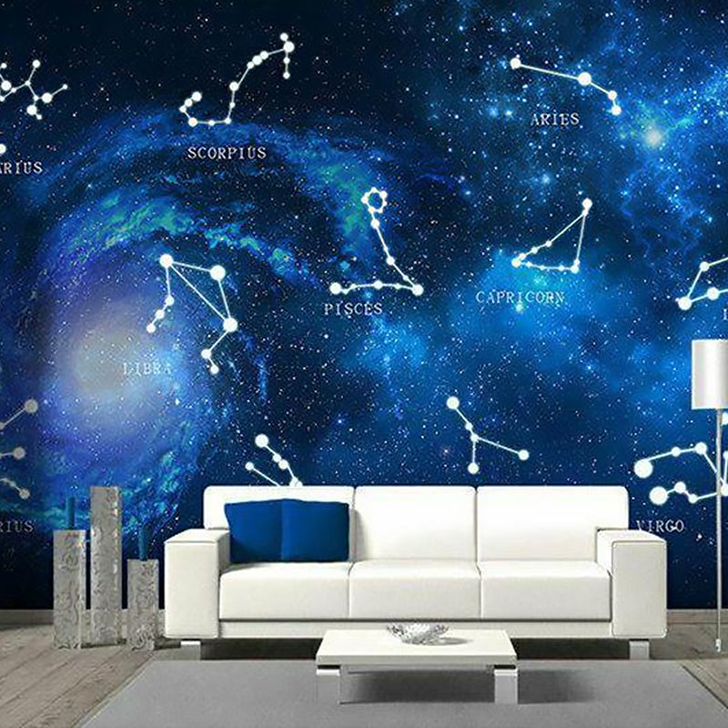 Dark Blue Galaxy Mural Wallpaper Stain-Resistant Wall Covering for Living Room and Coffee Shop Clearhalo 'Wall Decor' 'Wall Mural' 962704