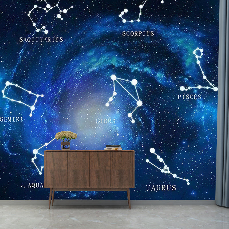 Dark Blue Galaxy Mural Wallpaper Stain-Resistant Wall Covering for Living Room and Coffee Shop Clearhalo 'Wall Decor' 'Wall Mural' 962705