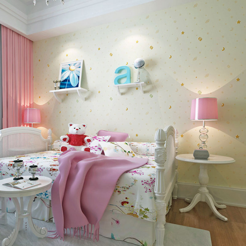 Moon and Star Wallpaper Roll in Soft Color, Modern Wall Covering for Children's Bedroom Clearhalo 'Wall Decor' 'Wallpaper' 962777