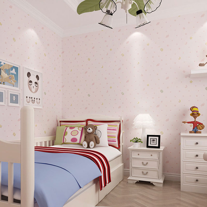 Moon and Star Wallpaper Roll in Soft Color, Modern Wall Covering for Children's Bedroom Clearhalo 'Wall Decor' 'Wallpaper' 962781