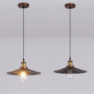 Rust Flared Shade Pendant Light Fixture Industrial Rustic Wrought Iron 1 Light Indoor Ceiling Fixture Clearhalo 'Art Deco Pendants' 'Cast Iron' 'Ceiling Lights' 'Ceramic' 'Crystal' 'Industrial Pendants' 'Industrial' 'Metal' 'Middle Century Pendants' 'Pendant Lights' 'Pendants' 'Tiffany' Lighting' 96283