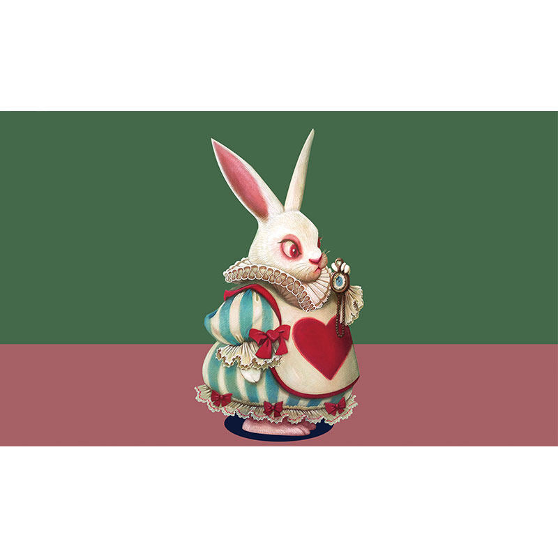 Cute Rabbit Wall Decor Green and Red Minimalist Wall Mural for Children's Bedroom Clearhalo 'Wall Decor' 'Wall Mural' 962875