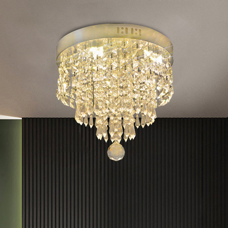 Cascading Corridor Flush Mount Fixture Modernism Clear Crystal LED Chrome Flush Lighting Clear Clearhalo 'Ceiling Lights' 'Close To Ceiling Lights' 'Close to ceiling' 'Flush mount' Lighting' 963484