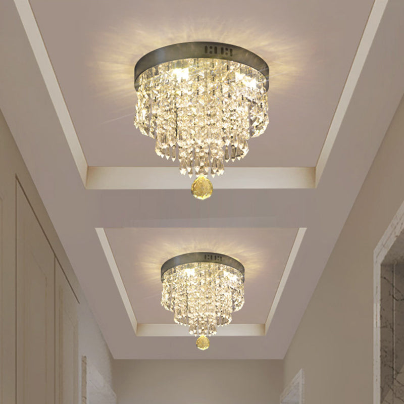 Cascading Corridor Flush Mount Fixture Modernism Clear Crystal LED Chrome Flush Lighting Clearhalo 'Ceiling Lights' 'Close To Ceiling Lights' 'Close to ceiling' 'Flush mount' Lighting' 963485