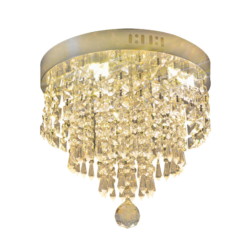 Cascading Corridor Flush Mount Fixture Modernism Clear Crystal LED Chrome Flush Lighting Clearhalo 'Ceiling Lights' 'Close To Ceiling Lights' 'Close to ceiling' 'Flush mount' Lighting' 963486