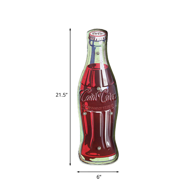 Soda Bottle Signboard Wall Lighting Ideas Vintage Iron Red LED Night Lamp for Shop Clearhalo 'Night Lights' 'Wall Lights' Lighting' 964171