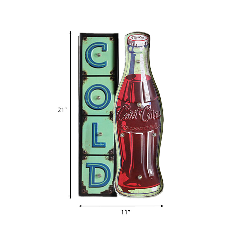 Soda Bottle Signboard Wall Lighting Ideas Vintage Iron Red LED Night Lamp for Shop Clearhalo 'Night Lights' 'Wall Lights' Lighting' 964176