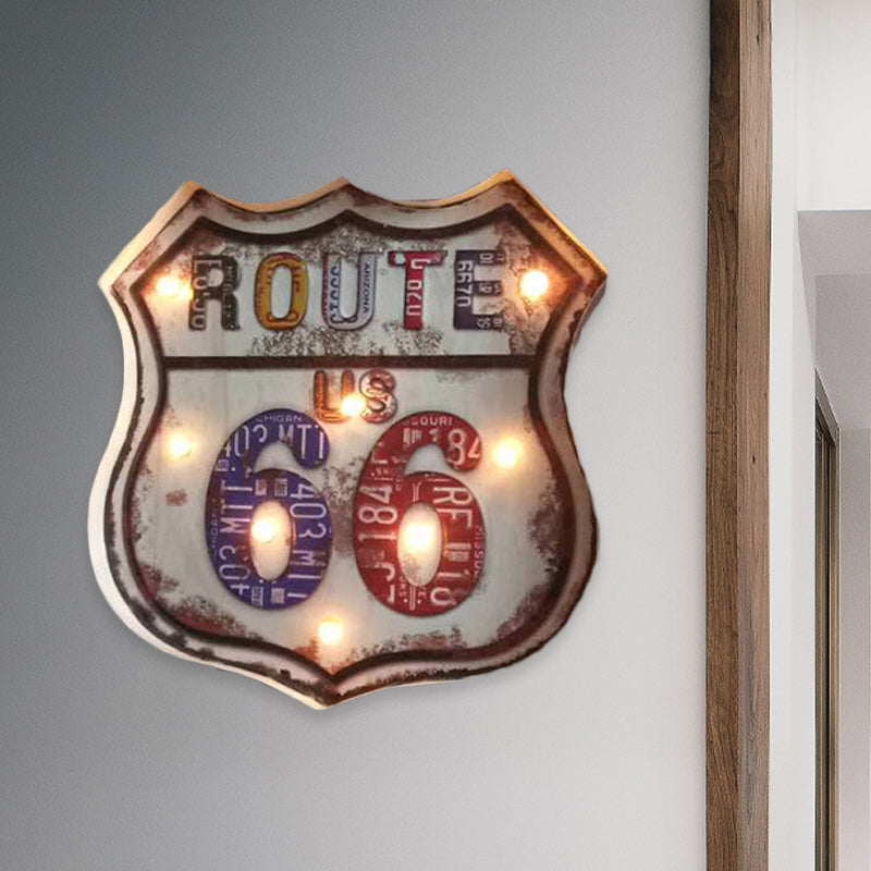 Iron Road Signboard Wall Lamp Countryside Distressed White Decorative LED Night Light Clearhalo 'Night Lights' 'Wall Lights' Lighting' 964183