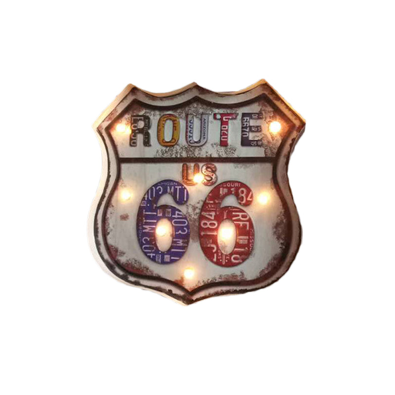 Iron Road Signboard Wall Lamp Countryside Distressed White Decorative LED Night Light Clearhalo 'Night Lights' 'Wall Lights' Lighting' 964184