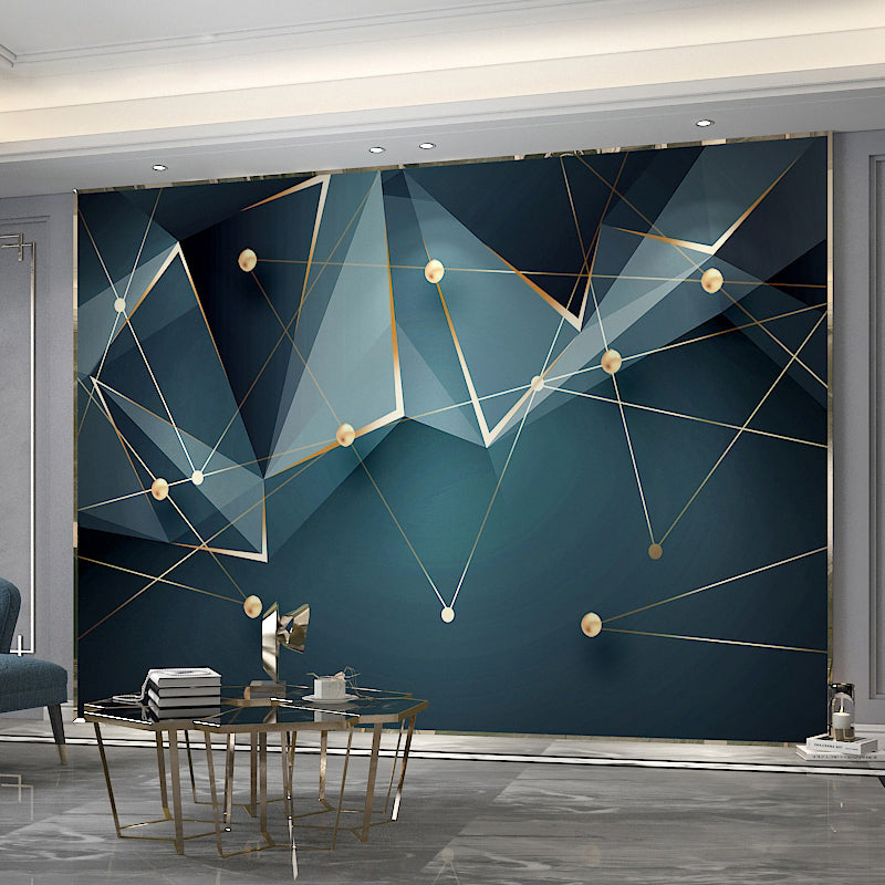 Contemporary 3D Effect Geometries Mural for Office Room, Green, Custom Size Available Clearhalo 'Wall Decor' 'Wall Mural' 965087