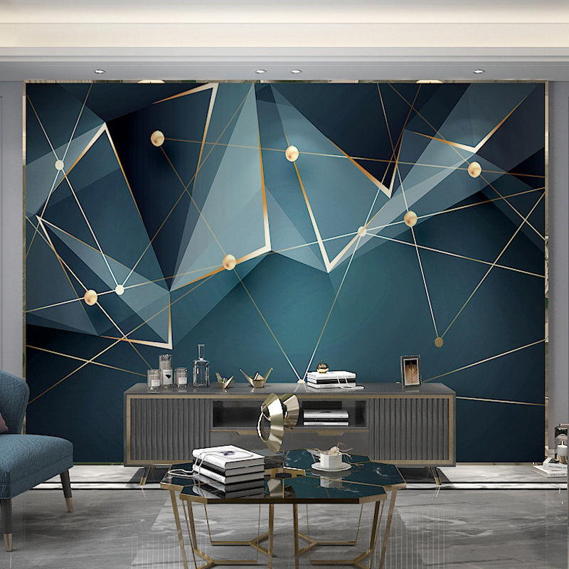 Contemporary 3D Effect Geometries Mural for Office Room, Green, Custom Size Available Clearhalo 'Wall Decor' 'Wall Mural' 965088