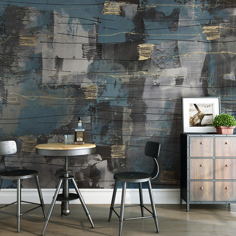 Full Size Color Block Mural in Blue and Grey Non-Woven Fabric Wall Covering for Home Decoration, Made to Measure Clearhalo 'Wall Decor' 'Wall Mural' 965092