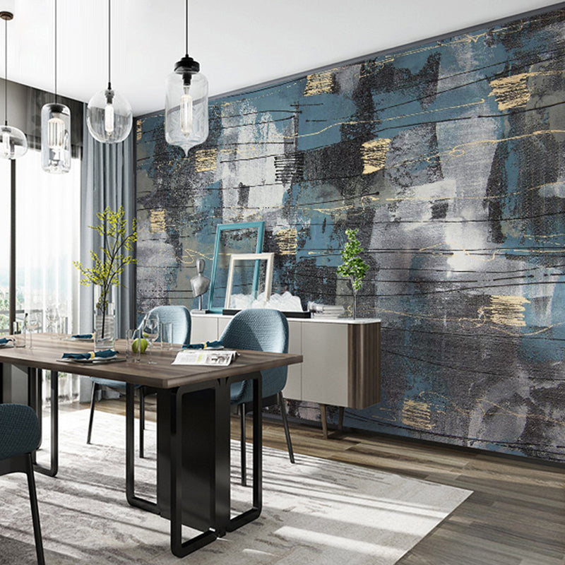 Full Size Color Block Mural in Blue and Grey Non-Woven Fabric Wall Covering for Home Decoration, Made to Measure Clearhalo 'Wall Decor' 'Wall Mural' 965093