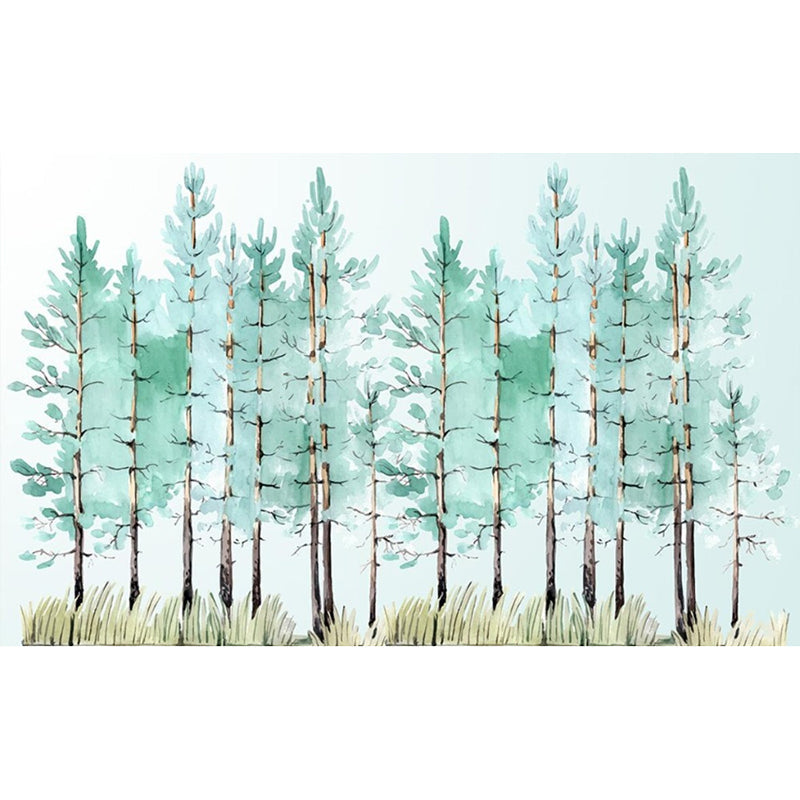 Non-Woven Material Mural Fresh Green Contemporary Forest Wall Art, Made to Measure Clearhalo 'Wall Decor' 'Wall Mural' 965179