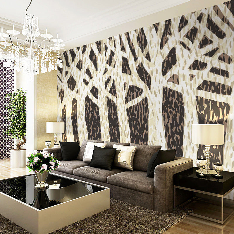 Brown Contemporary Wall Covering Whole Tree Mural Wallpaper for Home Decoration Clearhalo 'Wall Decor' 'Wall Mural' 965187