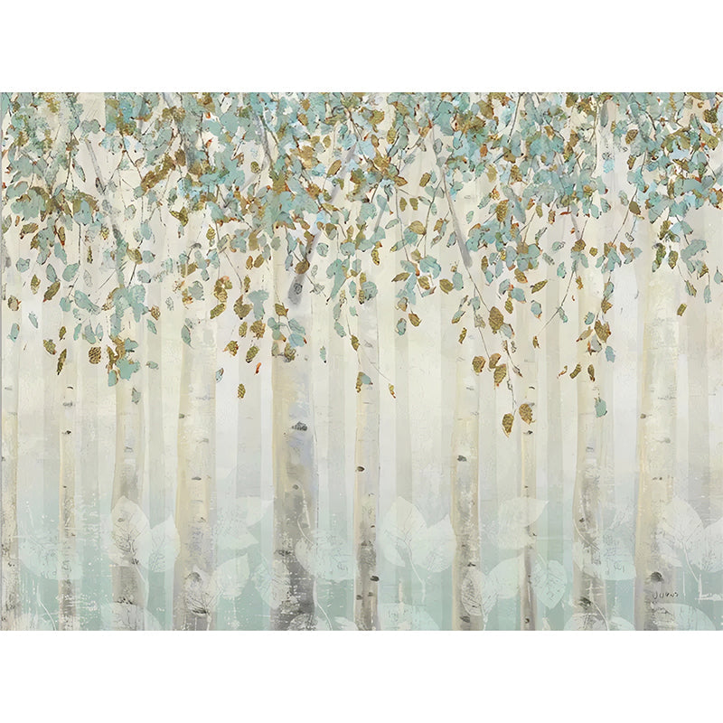 Stain-Resistant Forest Mural Wallpaper Full Size Minimalist Wall Art in Blue and Brown for Living Room Clearhalo 'Wall Decor' 'Wall Mural' 965194