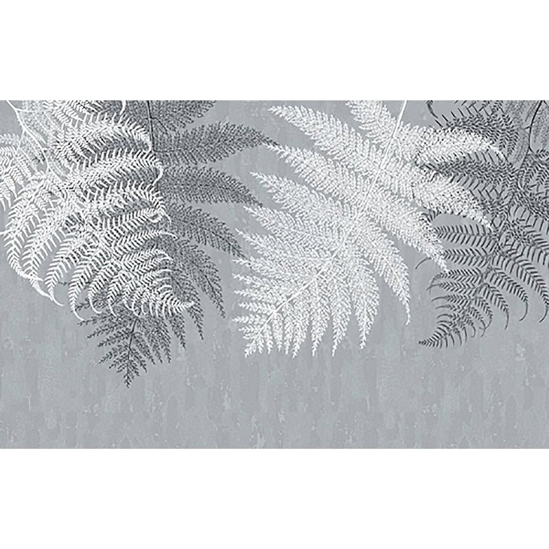 Retro Grey Fern Mural Wallpaper for Commercial Use, Non-Woven Material Clearhalo 'Wall Decor' 'Wall Mural' 965234