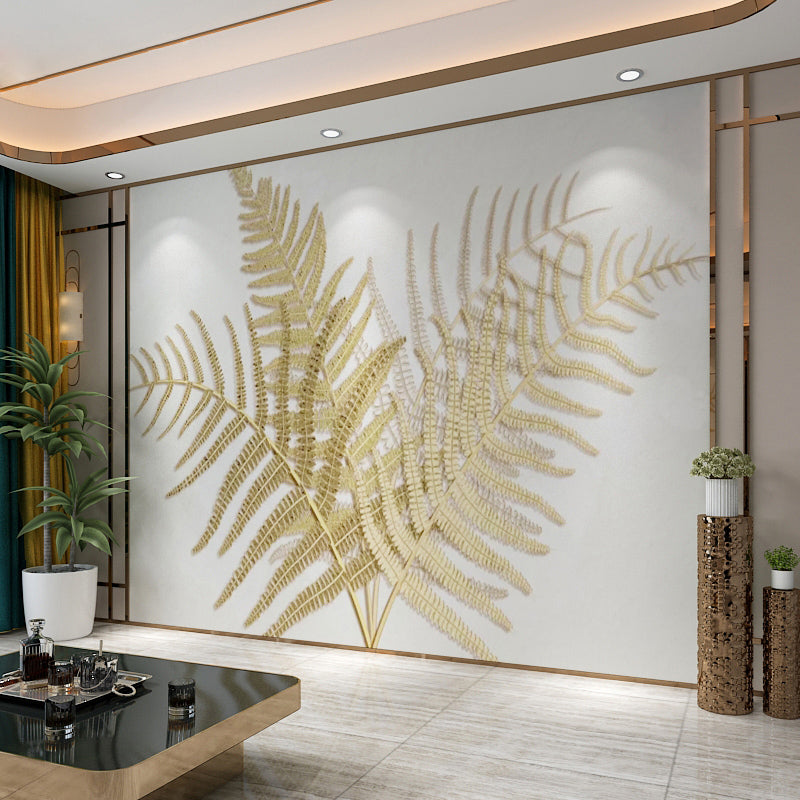 Fern Wall Decor in Yellow and Green, Minimalist Wall Mural for Living Room Clearhalo 'Wall Decor' 'Wall Mural' 965238