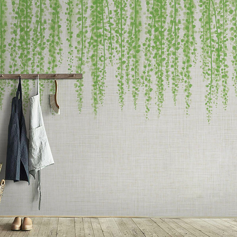 Fresh Willow Wall Covering in Soft Green Accent Wall Mural Wallpaper, Personalized Size Available Clearhalo 'Wall Decor' 'Wall Mural' 965302