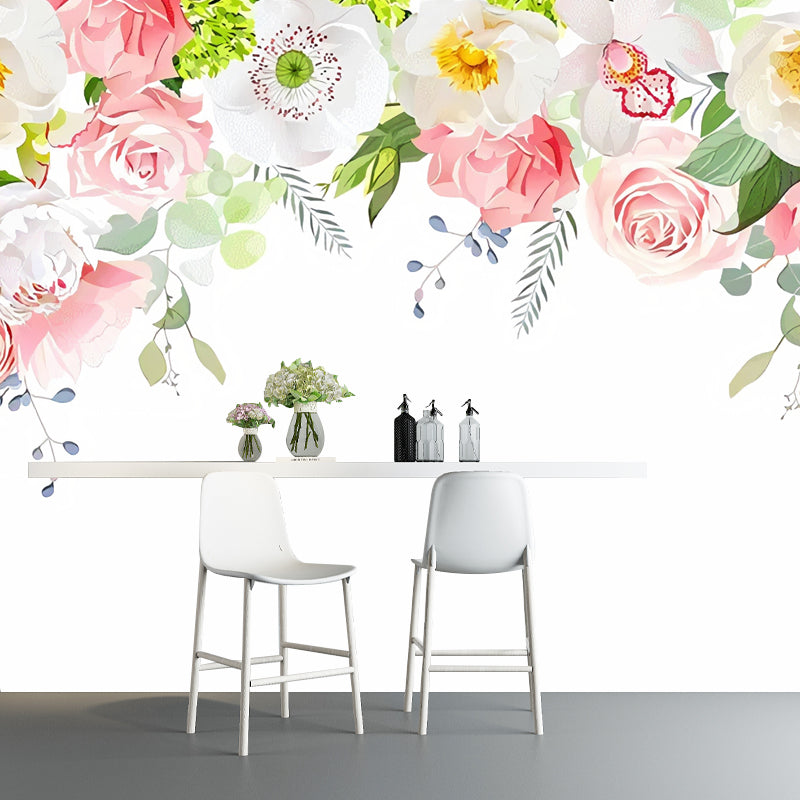 Illustration Style Floral Design Mural Extra Large Wall Covering for Living Room, Made to Measure Clearhalo 'Wall Decor' 'Wall Mural' 965313