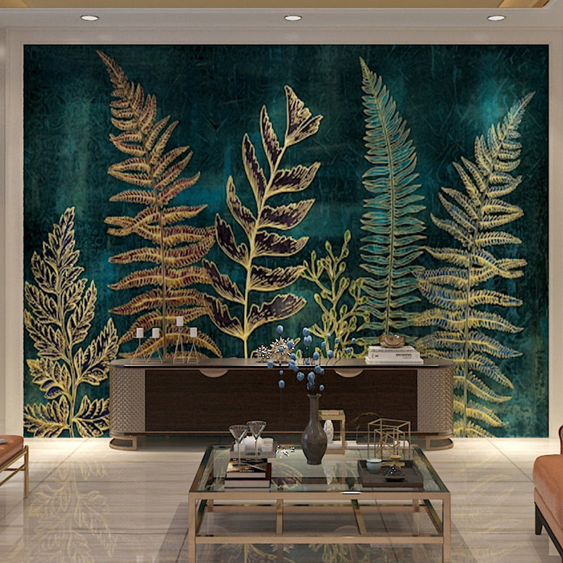 Minimalist Fern Mural Wallpaper in Dark Green Home Decor Wall Art, Personalized Size Available Clearhalo 'Wall Decor' 'Wall Mural' 965378