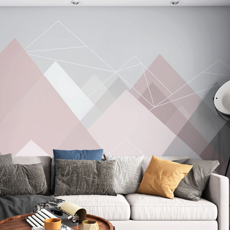 Simple Triangle Mural Wallpaper Non-Woven Fabric Wall Art for Accent Wall, Custom-Made Clearhalo 'Wall Decor' 'Wall Mural' 965452