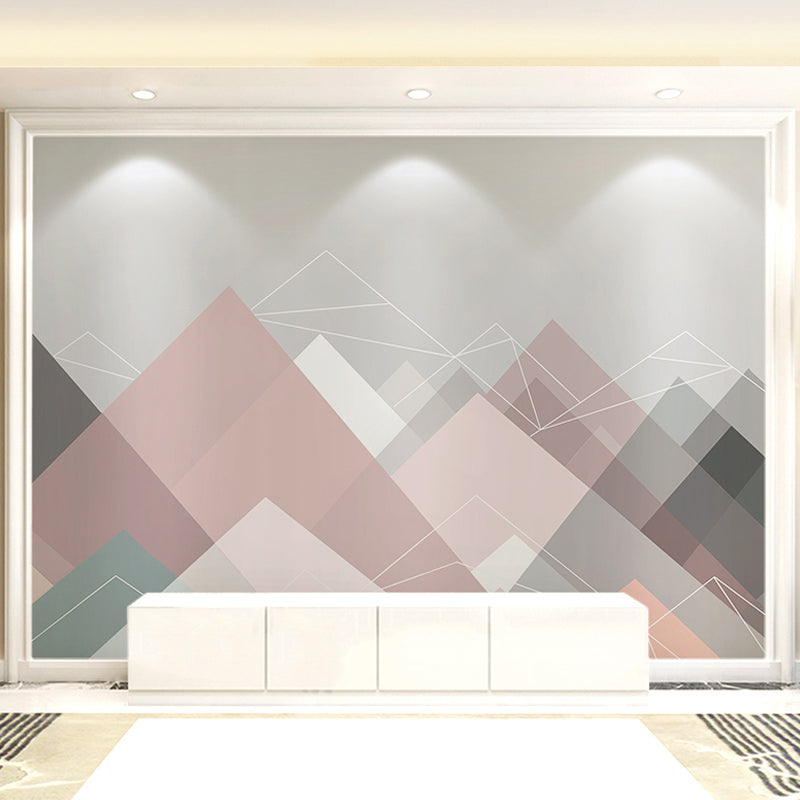 Simple Triangle Mural Wallpaper Non-Woven Fabric Wall Art for Accent Wall, Custom-Made Clearhalo 'Wall Decor' 'Wall Mural' 965453