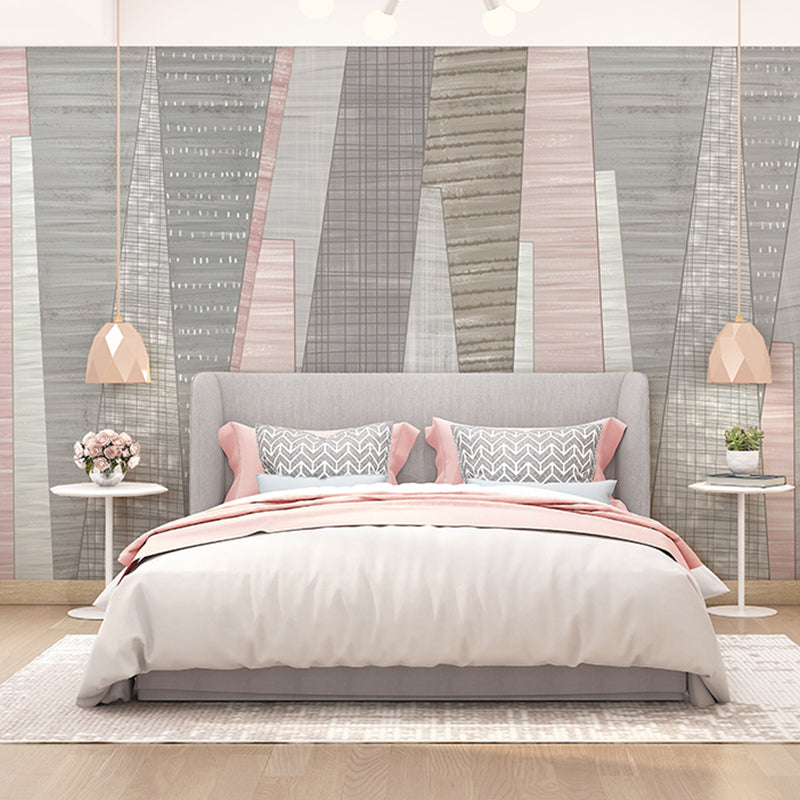 Scandinavian Wall Art with Pink Aesthetic Geometries for Commercial Use, Non-Woven Fabric Clearhalo 'Wall Decor' 'Wall Mural' 965492