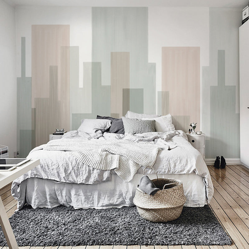 Simple Color Block Mural Wallpaper for Bedroom Modern Wall Covering, Made to Measure Gray-Pink Clearhalo 'Wall Decor' 'Wall Mural' 965516