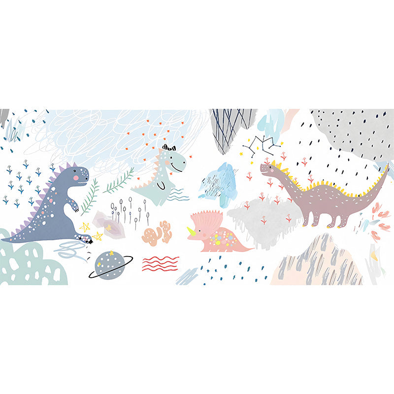 Decorative Cartoon Dinosaur Wall Covering Modern Wall Mural for Kindergarten and Children Clearhalo 'Wall Decor' 'Wall Mural' 965549