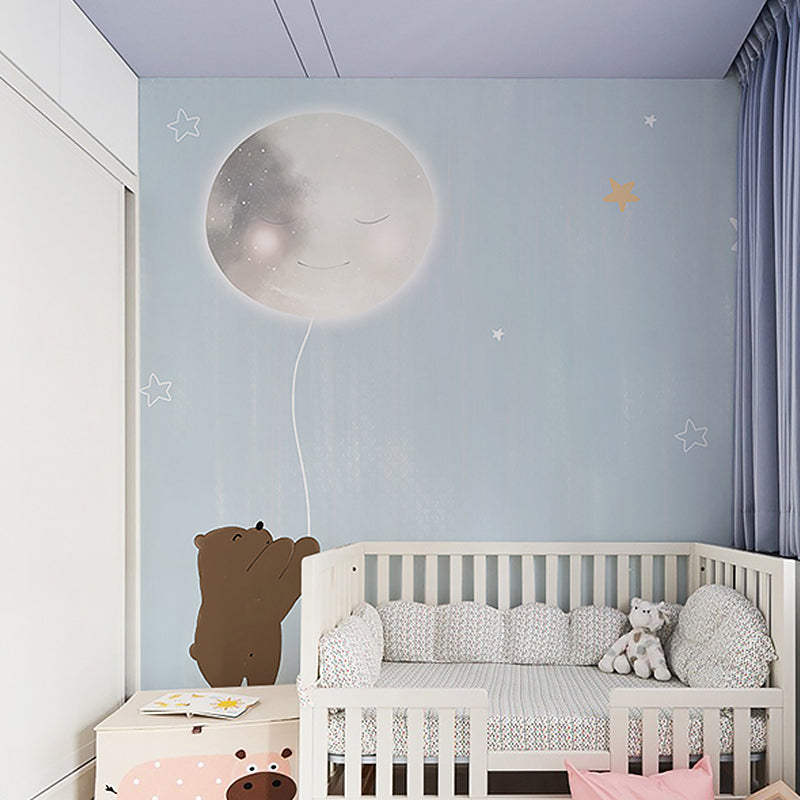 Cute Bear Wall Covering for Boy's Bedroom Cartoon Star Mural Wallpaper, Personalized Size Available Blue Clearhalo 'Wall Decor' 'Wall Mural' 965551