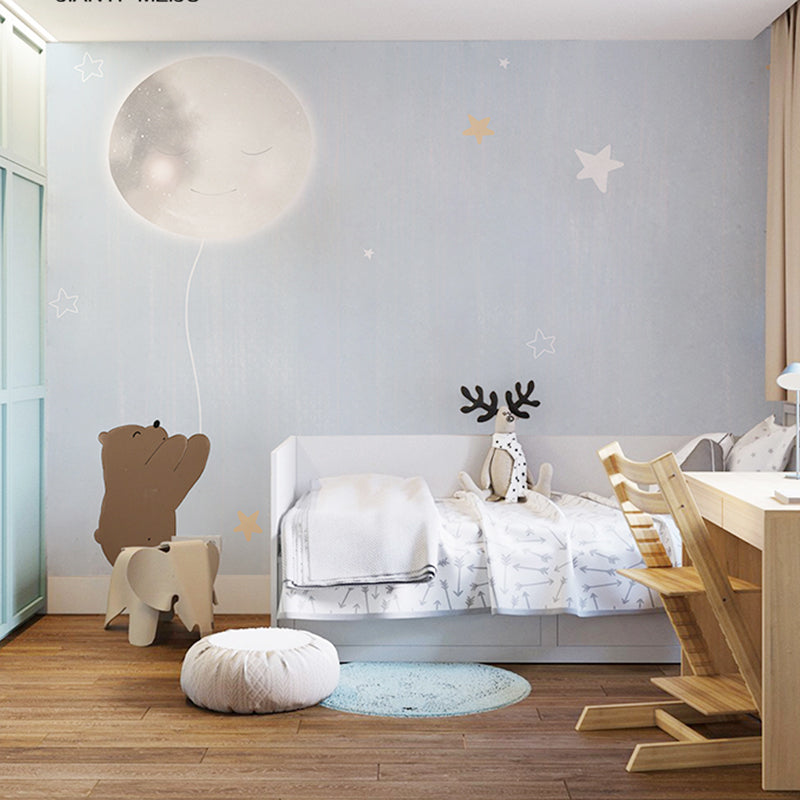 Cute Bear Wall Covering for Boy's Bedroom Cartoon Star Mural Wallpaper, Personalized Size Available Clearhalo 'Wall Decor' 'Wall Mural' 965552