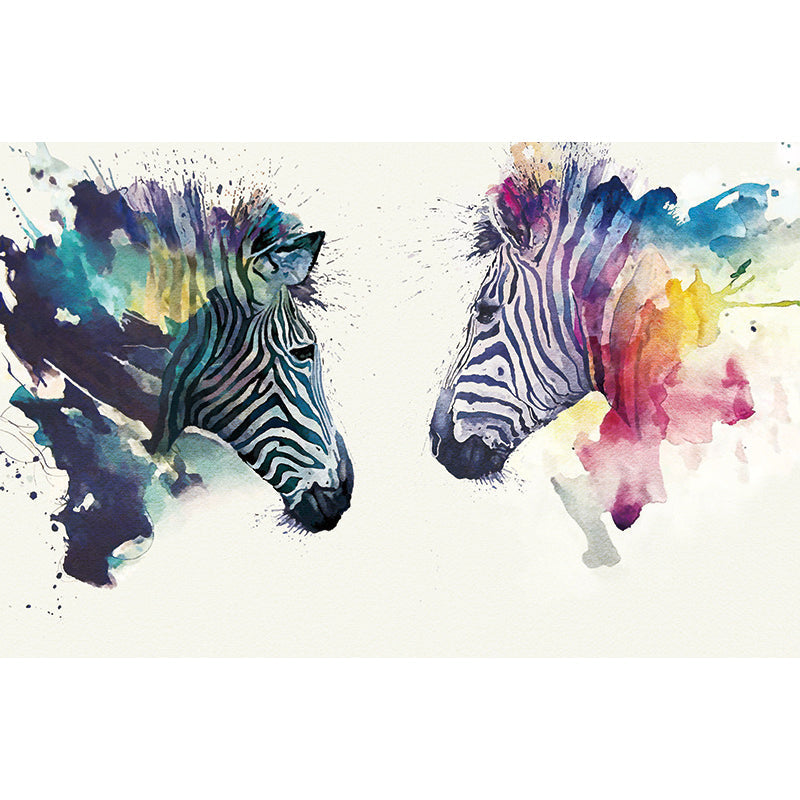 Cool Zebra Mural Wallpaper for Accent Wall, Black and White, Personalized Size Available Clearhalo 'Wall Decor' 'Wall Mural' 965599