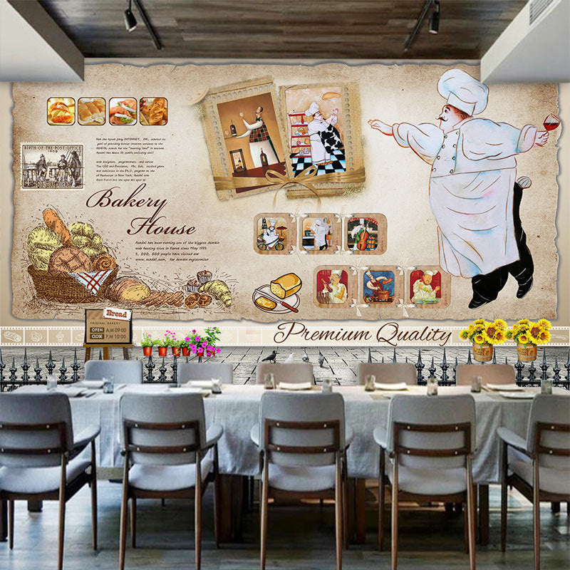 Simple Drinks and Food Mural Wallpaper for Restaurant, Personalized Size Available Clearhalo 'Wall Decor' 'Wall Mural' 965648