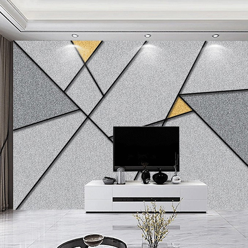 Illustration Geometries Mural Wallpaper Extra Large Wall Decor for Living Room, Made to Measure Grey Clearhalo 'Wall Decor' 'Wall Mural' 965742