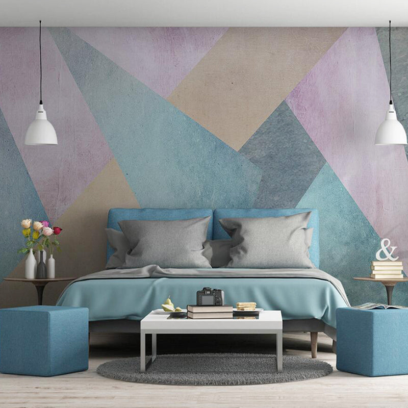 Extra Large Illustration Modern Mural for Accent Wall with Pastel Color Geometries Clearhalo 'Wall Decor' 'Wall Mural' 965749