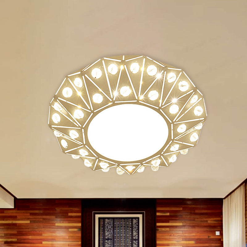 Cut Crystal Clear Ceiling Light Laser Cut Round Small Entryway LED Flush Mount Lighting Fixture Clearhalo 'Ceiling Lights' 'Close To Ceiling Lights' 'Close to ceiling' 'Flush mount' Lighting' 965984