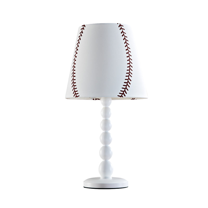 Barrel Night Table Lamp with Baseball Design Modern Fabric 1 Head White Reading Book Light for Bedroom Clearhalo 'Lamps' 'Table Lamps' Lighting' 966268