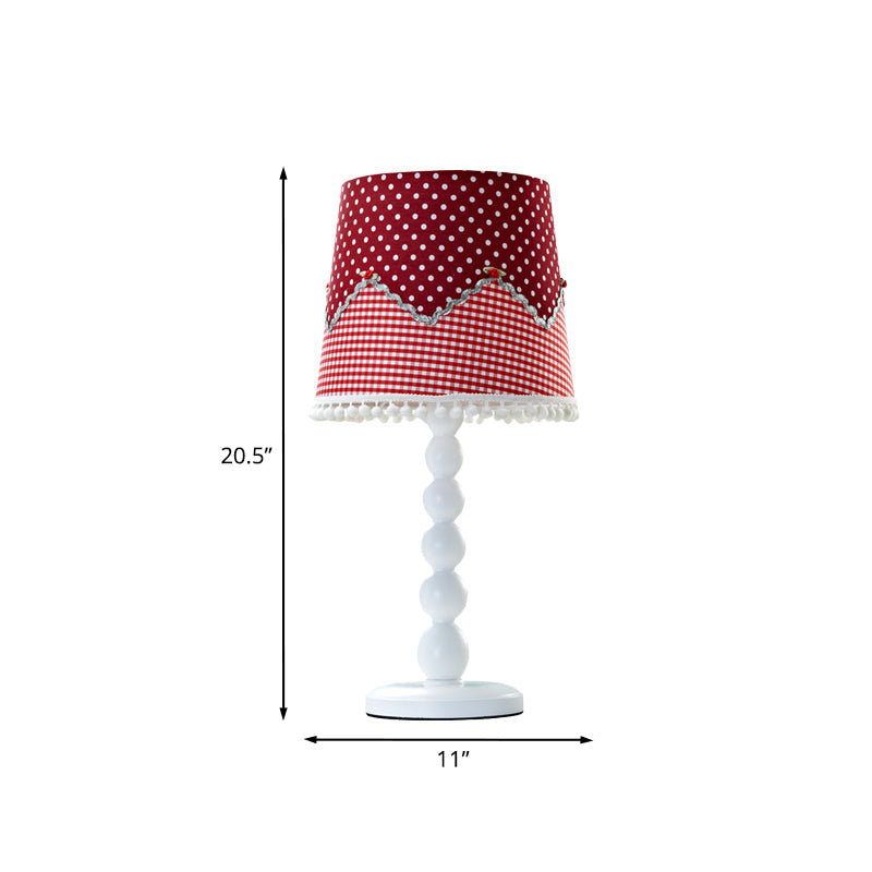 Modern Barrel Desk Lamp Wood 1 Head Red Table Light with Fabric Shade for Bedroom Clearhalo 'Lamps' 'Table Lamps' Lighting' 966279