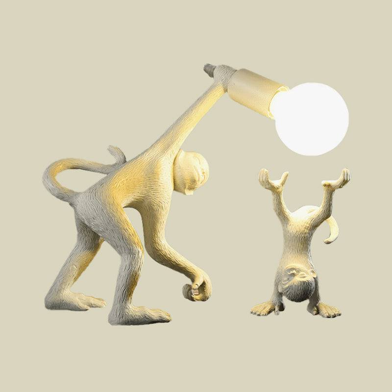 Resin Monkey Shape Night Table Light Creative 1 Bulb Gold/White/Black Reading Lighting for Bedroom Clearhalo 'Lamps' 'Table Lamps' Lighting' 966288