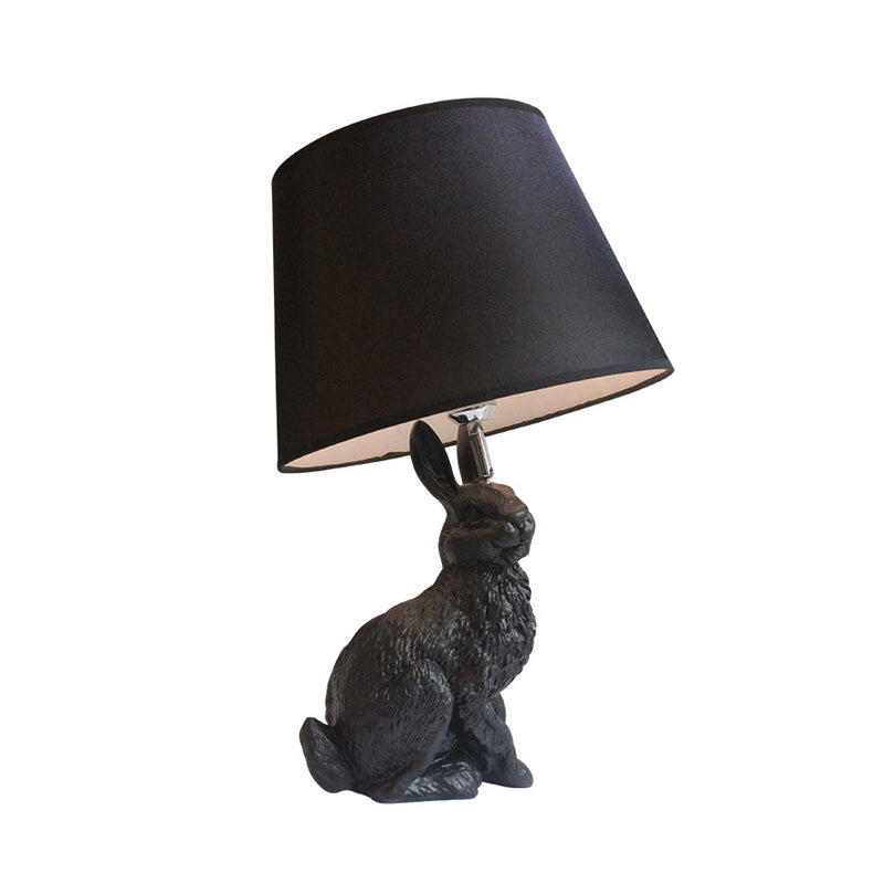 Black Rabbit-Like Nightstand Lamp Cartoon 1 Light Resin Table Light with Fabric Shade Clearhalo 'Lamps' 'Table Lamps' Lighting' 966296