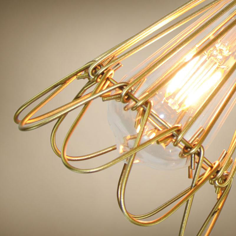 Brass Wire Frame Hanging Light with Ruffled Edge Vintage Metallic 1 Light Living Room Pendant Lamp Clearhalo 'Art Deco Pendants' 'Cast Iron' 'Ceiling Lights' 'Ceramic' 'Crystal' 'Industrial Pendants' 'Industrial' 'Metal' 'Middle Century Pendants' 'Pendant Lights' 'Pendants' 'Tiffany' Lighting' 96740