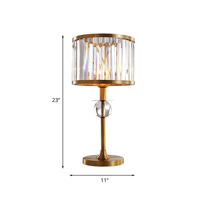 Single Short Cylinder Table Lamp Postmodern Gold Prismatic Crystal Night Light for Living Room Clearhalo 'Lamps' 'Table Lamps' Lighting' 968363