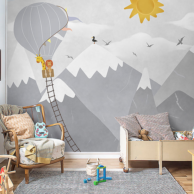 Soft Color Cartoon Wall Mural Stain-Resistant Wall Covering for Kid's Bedroom Clearhalo 'Wall Decor' 'Wall Mural' 969113