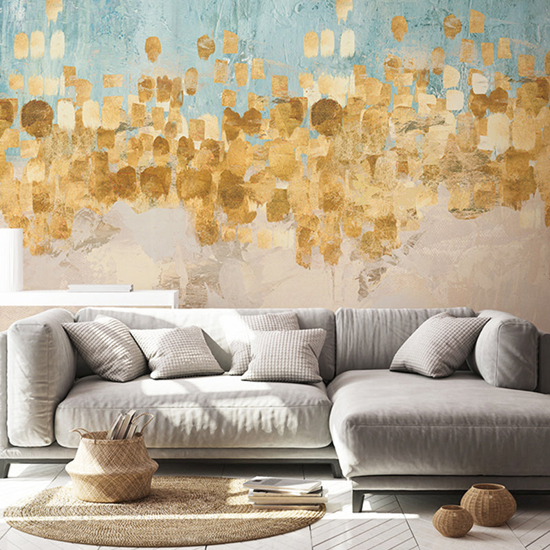 Minimalist Gold Wall Mural Colorful Pattern Wall Decor for Gallery, Non-Woven Fabric Blue-Yellow Clearhalo 'Wall Decor' 'Wall Mural' 969141