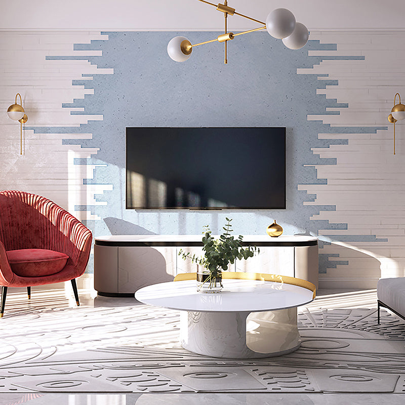 Extra Large Scandinavian Wall Mural Brick Guest Room Wall Covering in Blue and White, Made to Measure Clearhalo 'Wall Decor' 'Wall Mural' 969152