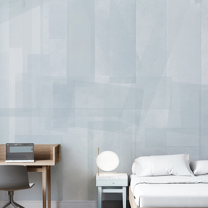 Illustration Simple Geometries Mural Wallpaper Extra Large for Accent Wall, Made to Measure Gray-Blue Clearhalo 'Wall Decor' 'Wall Mural' 969166